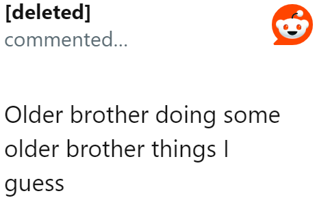 Older brothers often can't resist making teasing comments like that.