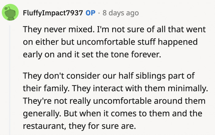 OP answered a now-deleted comment painting us a clearer picture of the relationship between her grandparents and her stepsiblings.