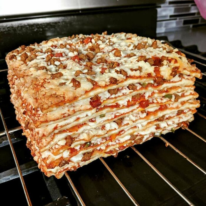 47. I'm Also Turning Myself In. Totino's Birthday Pizza Cake (8 Layers)