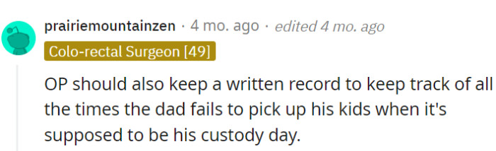 Recording missed custody days is a smart move—a 