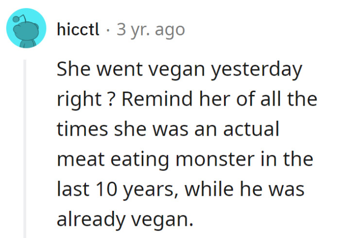 New vegan criticizes, old vegan reminisces. Ah, the circle of munching!