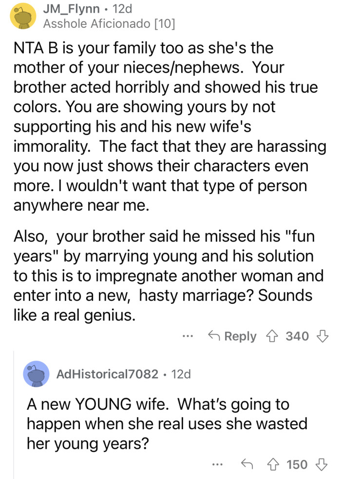 The brother is going from one hasty marriage to another.