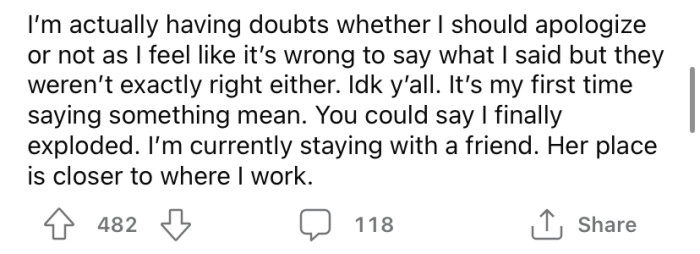 Now the OP is wondering if she's the a**hole here.