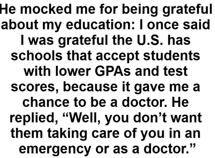 The OP is grateful the U.S. has schools that accept students with lower GPAs