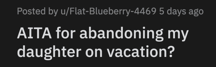Their flights were a day before Jane's family leaves for their trip. OP kept it a secret from his wife until the day before they had to leave.