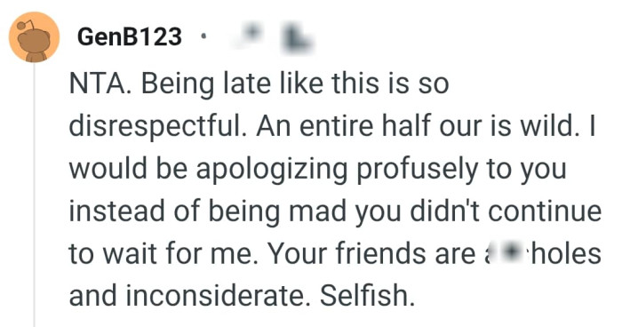 OP has inconsiderate people as friends