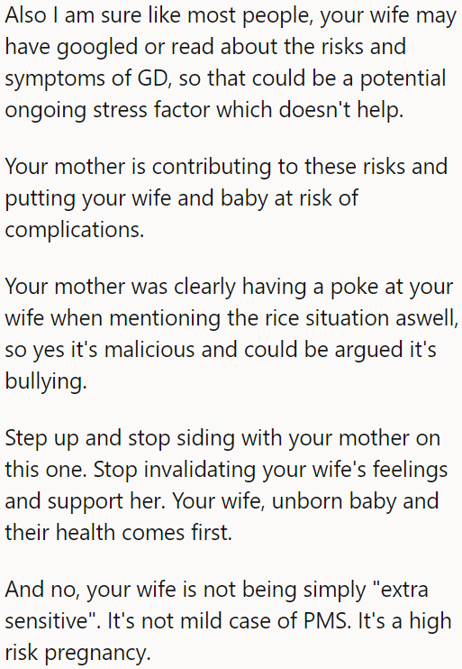 The mom's remark is considered bullying.