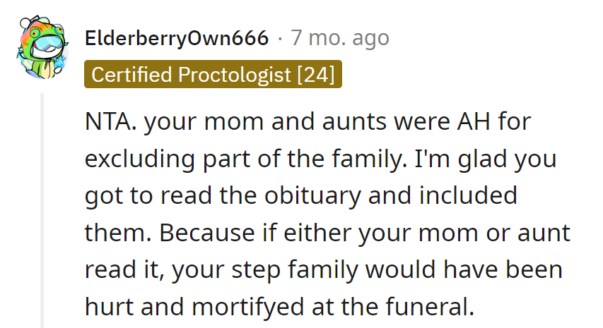 Mom and aunts missed the twist, but she made the obituary a blockbuster. She saved the funeral from a family drama sequel.