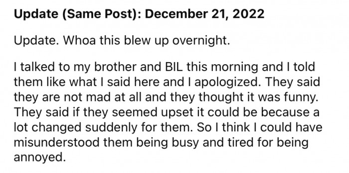 Later, the OP returned to his post with an update.