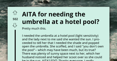 Light-Sensitive Hotel Guest Opens Umbrella, Triggers Poolside Argument