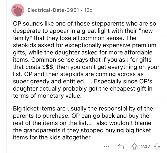 OP somehow lost her common sense because she's trying too hard.