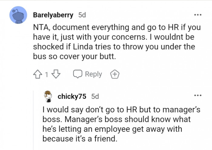 Linda might try to throw you under the bus