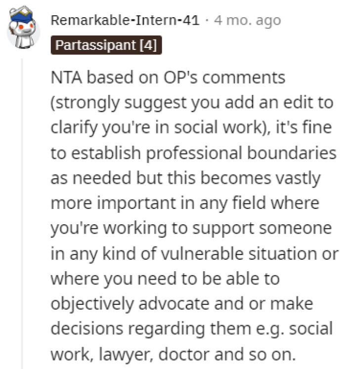 Establishing professional boundaries