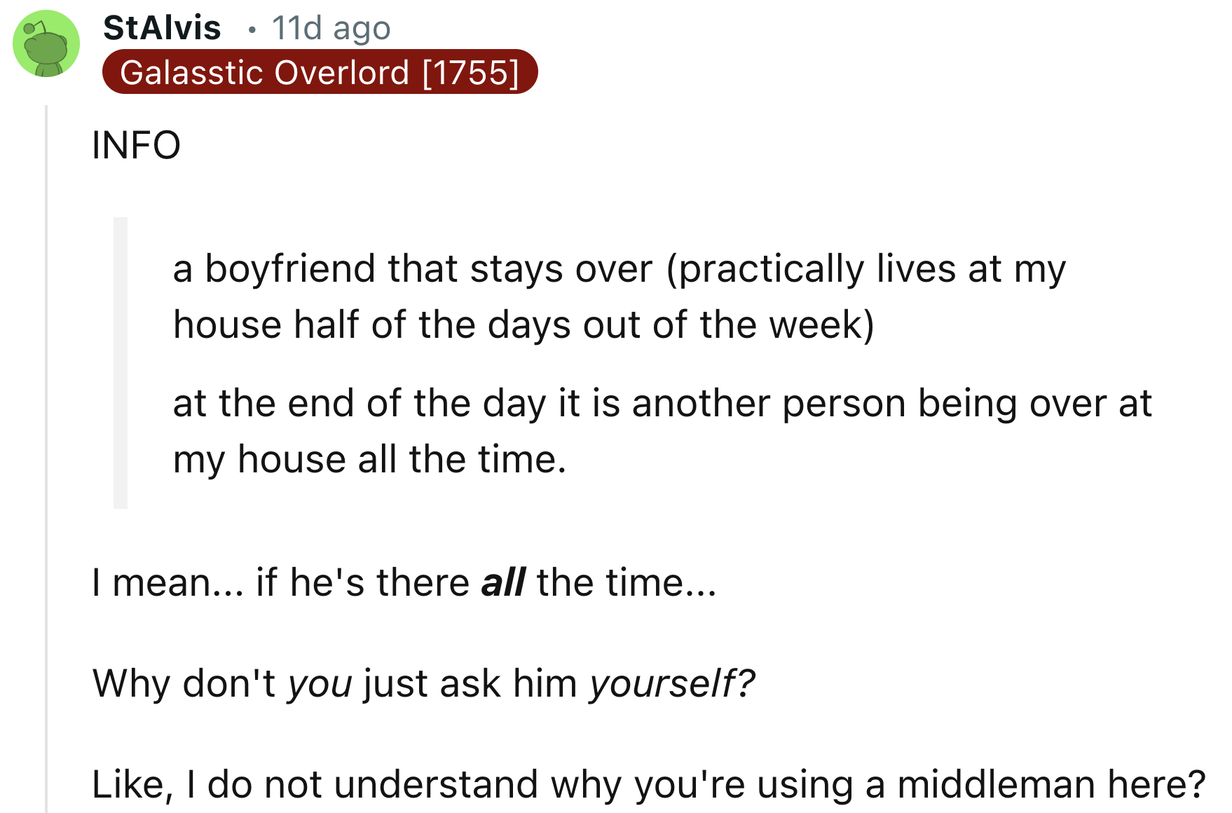 OP Should Ask The Boyfriend By Herself To Help Her