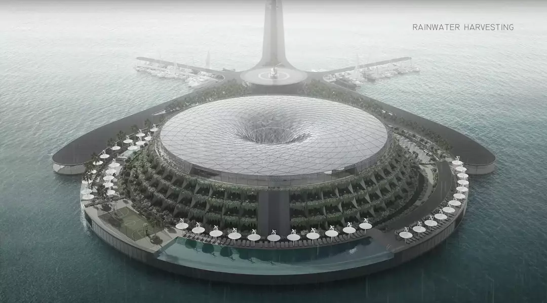 The opulent hotel will have a basketball court, a miniature golf course, and glass floors that will allow visitors to glimpse the underwater life