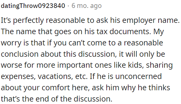 If this discussion remains unresolved, it could impact more significant topics like children, financial sharing, and vacations.