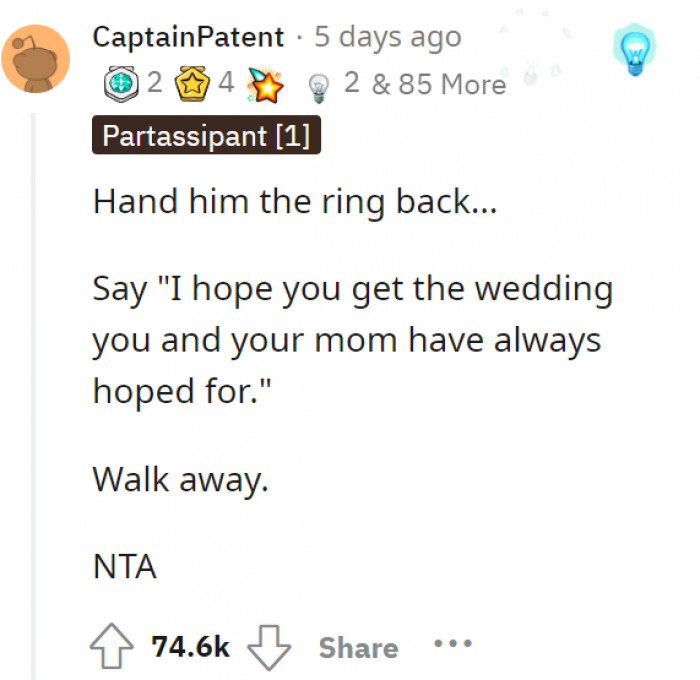 People are starting to think that the fiancé and his mom are the ones having the wedding, not OP.