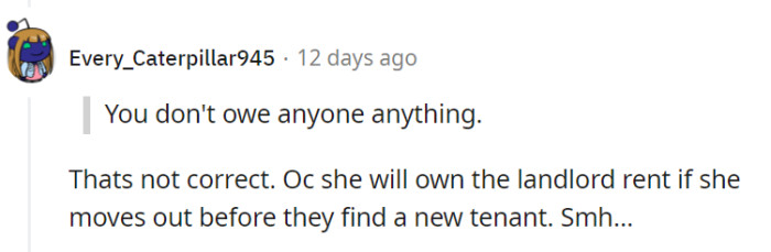She's not obligated to trade her comfort.