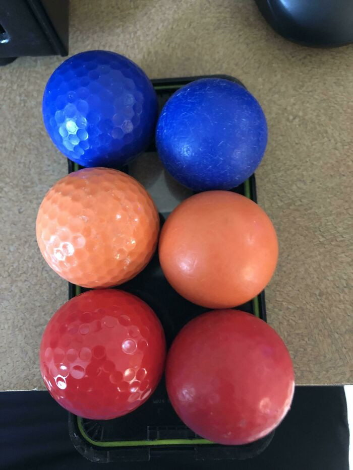 "These Golf Balls At The Mini Golf Course I Work At Became Smooth After Spending A Lot Of Time In A Stream"