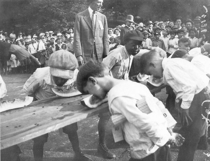 "A Watermelon Eating Contest In Cincinnatti, Ohio, 1915"