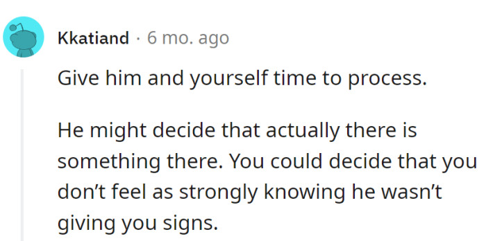Relationship halftime: he might find feelings, she might find a mute button on hers without those signs. Rom-com introspection at its finest!