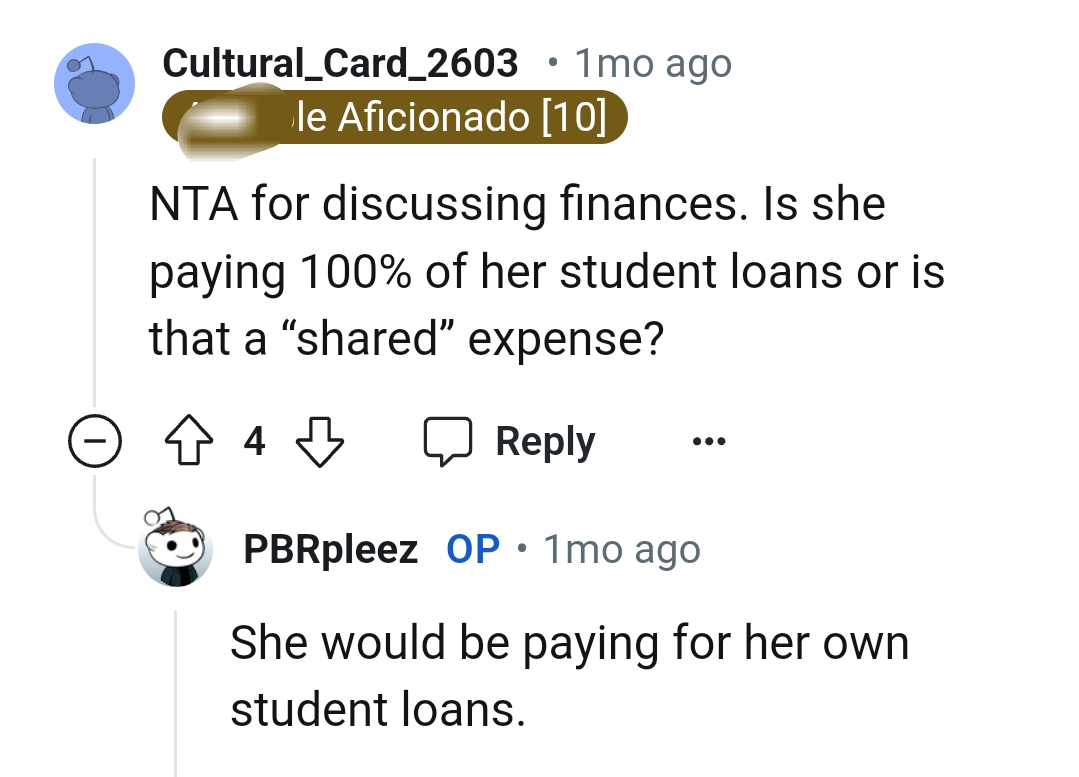 Paying for her own student loan