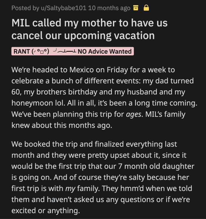 MIL lamented the unfortunate timing of their trip