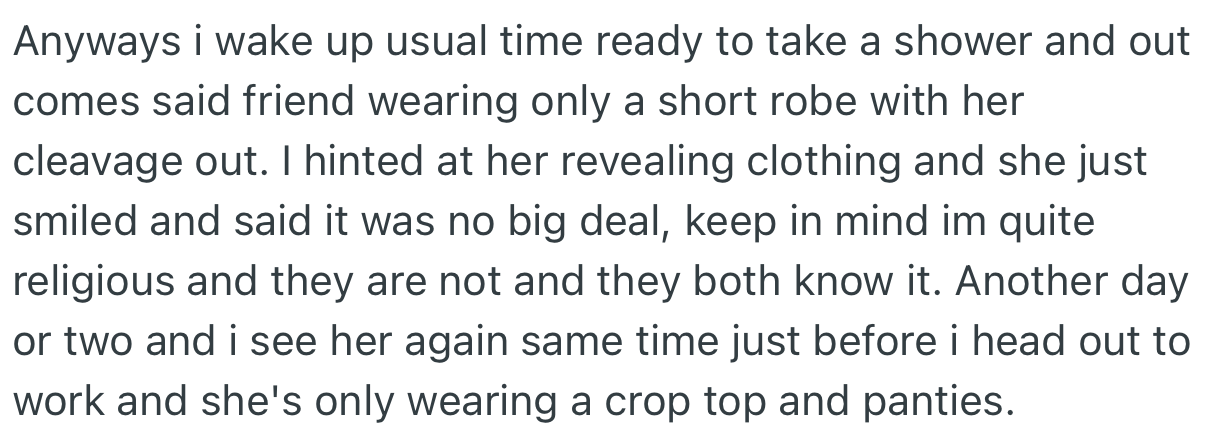 OP was uncomfortable that his sister’s friend barely wore any clothes in the house
