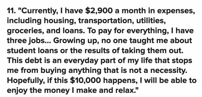 This person has three jobs, and they are barely getting by.