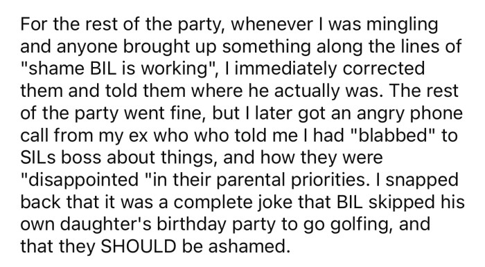 So, the OP began correcting people and telling them that his BIL was actually out golfing.