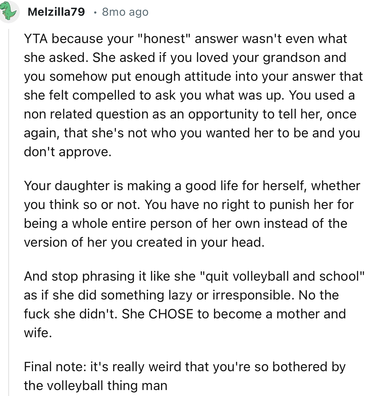 “You have no right to punish her for being a whole entire person of her own instead of the version of her you created in your head.”