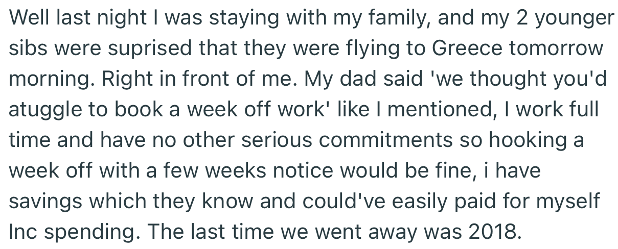OP’s family made vacation plans without her…again!