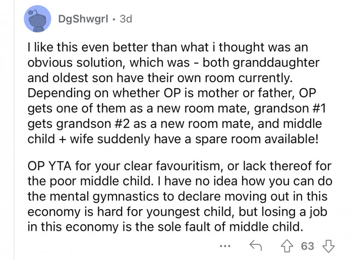 OP is clearly favoring one son over the other.