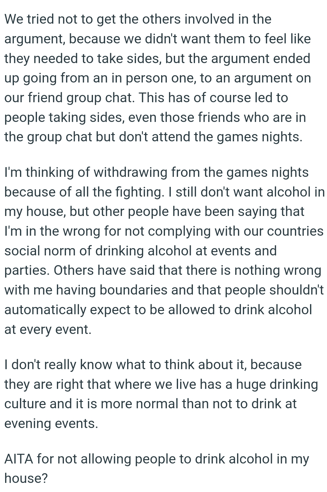 People shouldn't automatically expect to be allowed to drink alcohol at every event