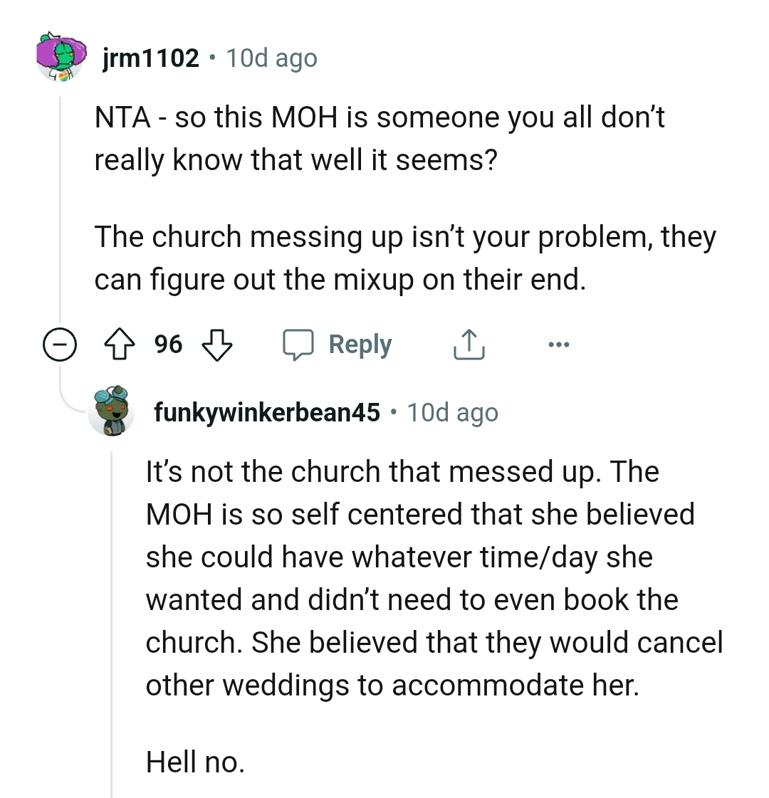 The church mixing things up is not the OP's problem