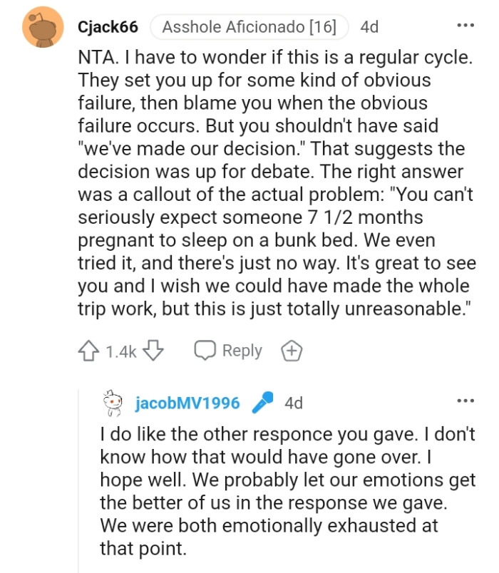 They set the OP up for some kind of obvious failure