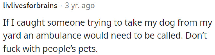 Never Mess with People's Pets.