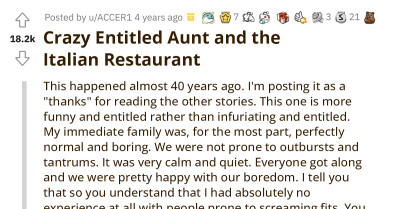 Redditor Shares The Most Ridiculous But Hilarious Story About His Crazy Aunt Who Invited The Family For Dinner And Insisted Everyone Have What She Wanted Them To