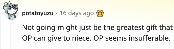Pop the champagne because the day is perfect without OP.