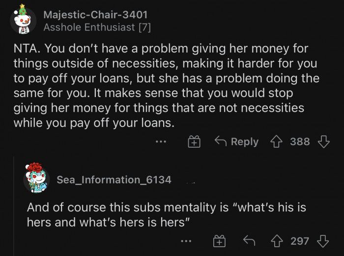 If she can't do it for him, why should he keep doing it for her?