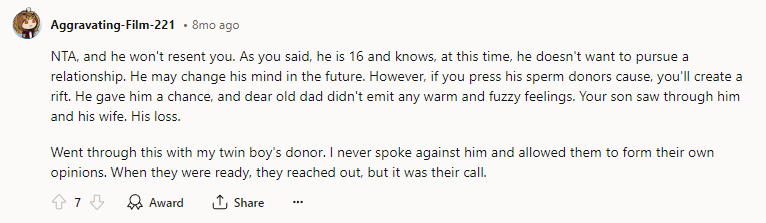 Your son saw through him and his wife. His loss.