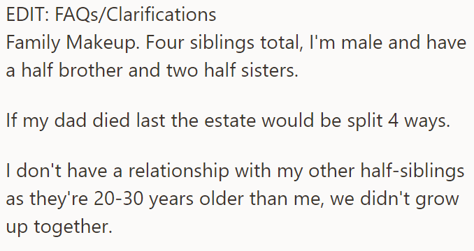 The OP explained he has three half-siblings in total, but they don't have a relationship: