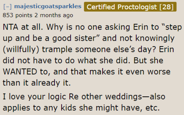 Why aren't the others siding with the younger sister? Well, it smells like favoritism.