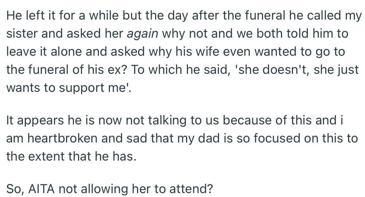 OP’s dad kept insisting on bringing his wife along. After numerous rejections, he decided to go no-contact with the family