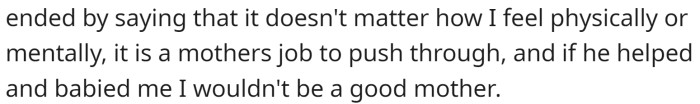OP asked what Jake was going to do to help her with this, and he responded by saying he works hard at his job to provide for OP and their future children.