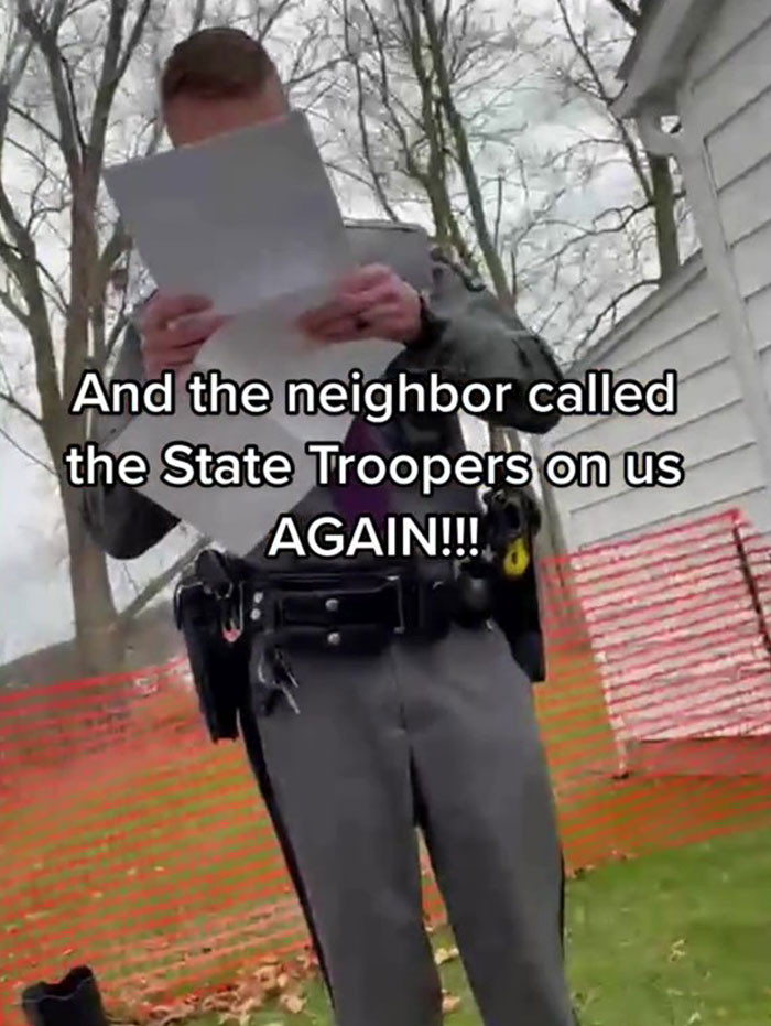The woman called the police again after the situation had been going back and forth. The police gave her one final warning before arresting her for trespassing.