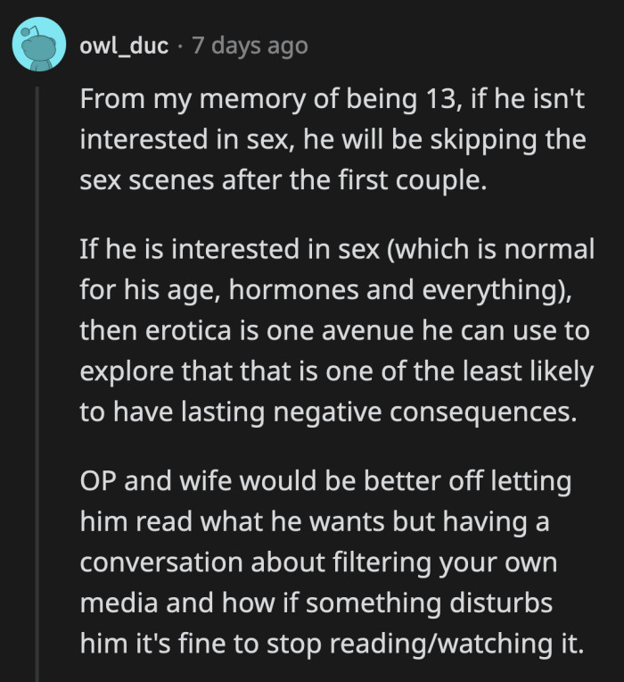 Stopping him from reading altogether will just make him find another way to read the book