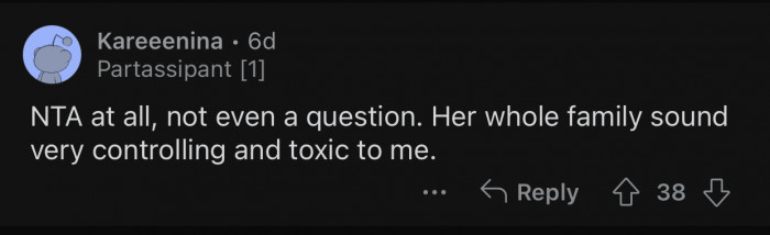 The girlfriend's family seems quite toxic.