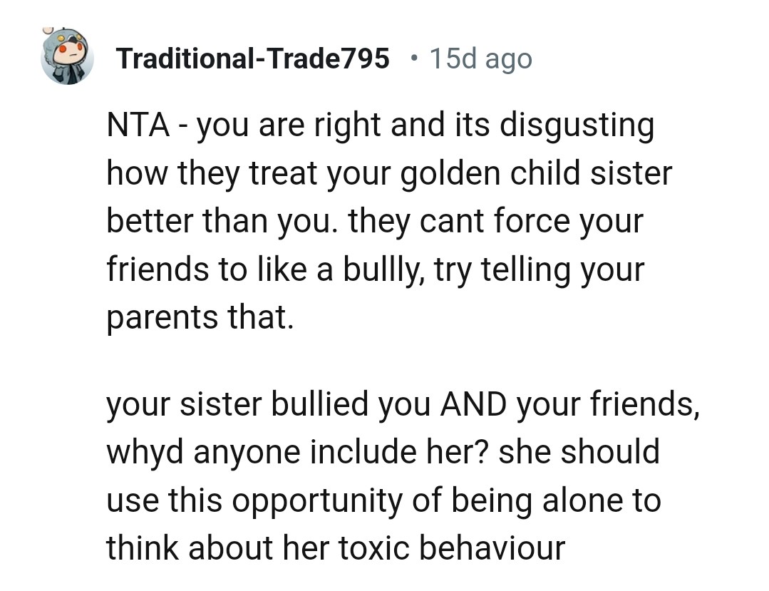 The OP Should Tell Her Parents That