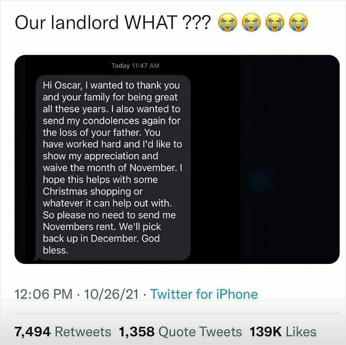 11. What a kind landlord!